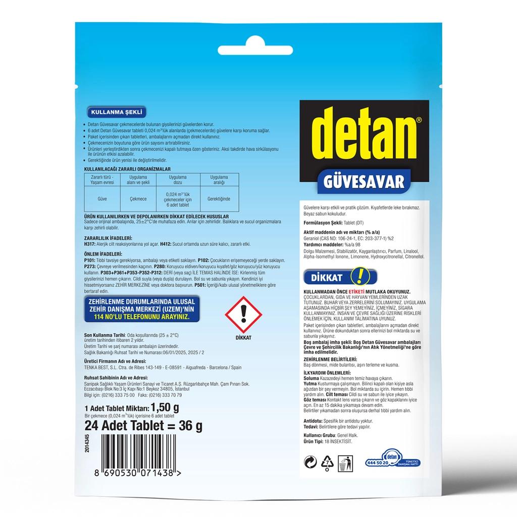 Detan Moth Repellent White Soap Scented Tablets 24 Count