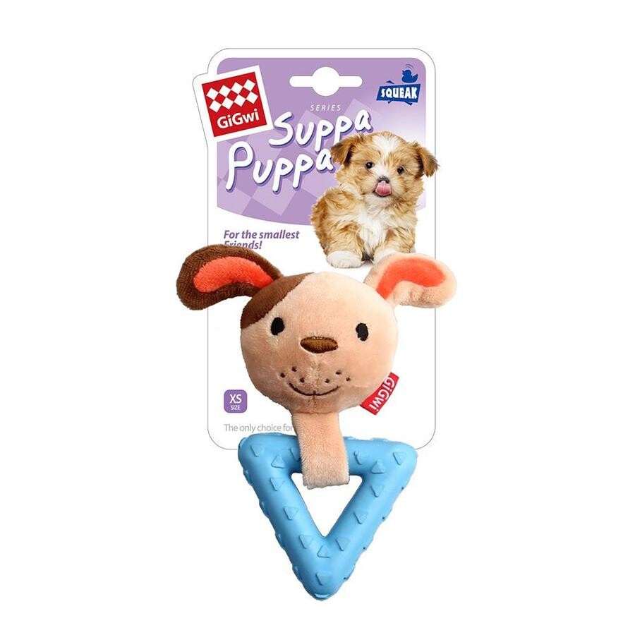 Gigwi Squeaky Rabbit Dog Teething Toy with Rubber Ring