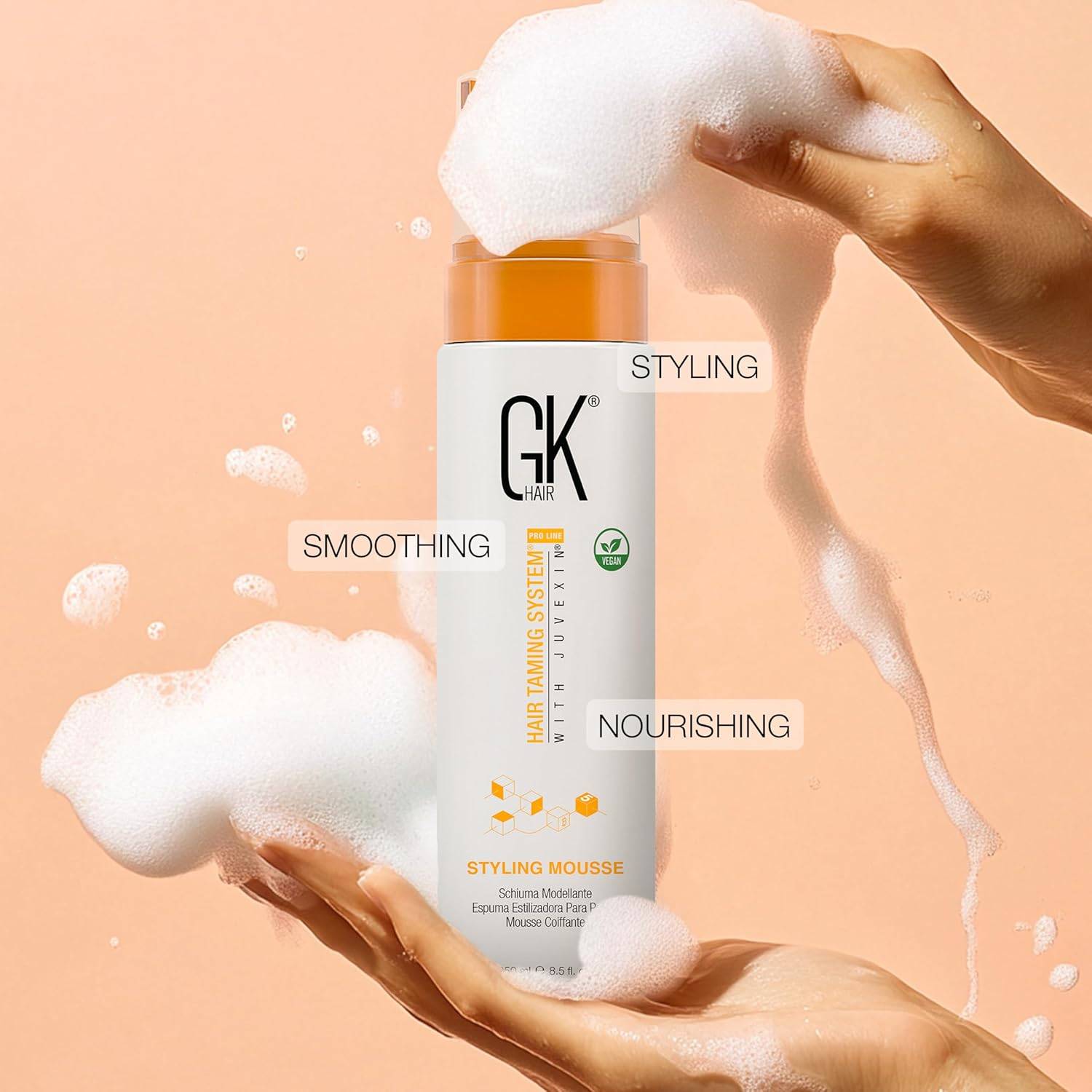 GK HAIR Global Keratin Volumizing Hair Styling Mousse (8.5 Fl Oz/250ml)