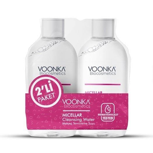 Voonka Micellar Cleansing Water with Collagen - Gentle Makeup Remover & Skincare - Dermatologically Tested, 500ml x2