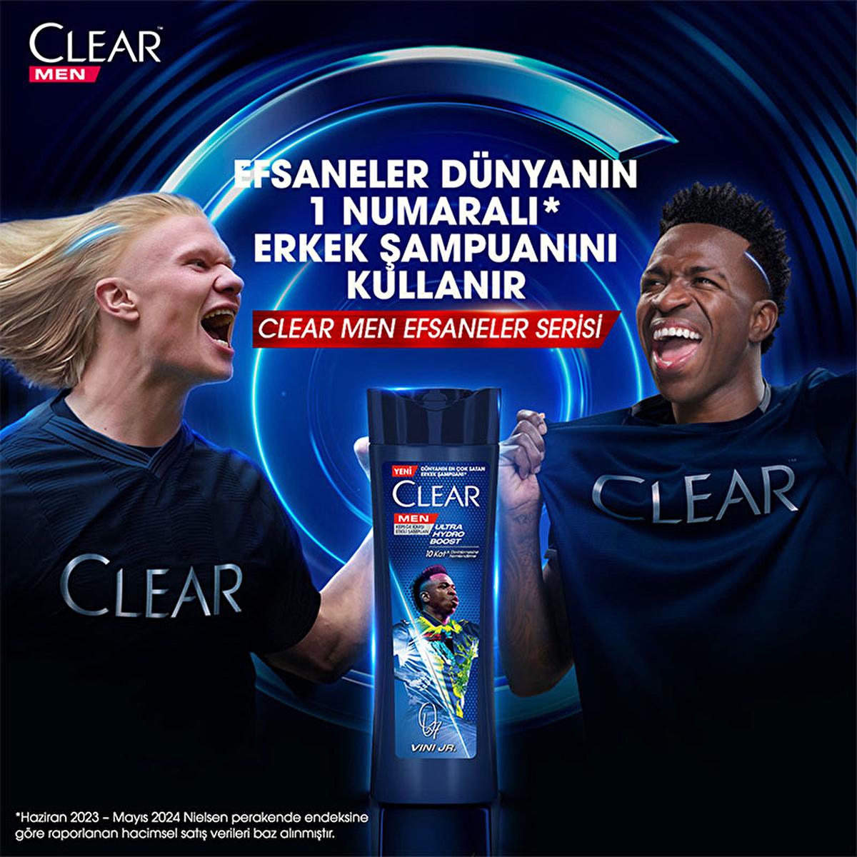 Clear Men Vinicius Junior Ultra Hydro Boost Shampoo - Anti-Dandruff, Moisturizing Shampoo for Men with Cedar Wood & Eucalyptus