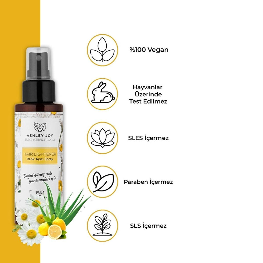Ashley Joy Hair Lightening Spray: Natural Sun-Kissed Highlights, Chamomile & Lemon for Brown to Blonde Hair, Adds Shine & Repairs (3.72 fl oz)
