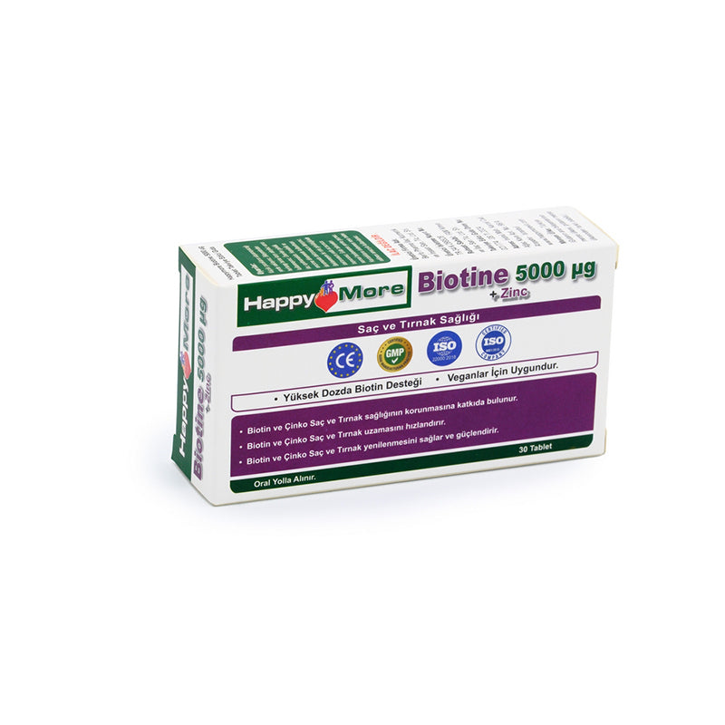 Happymore Biotin & Zinc Daily Support Supplement 30 Tablets