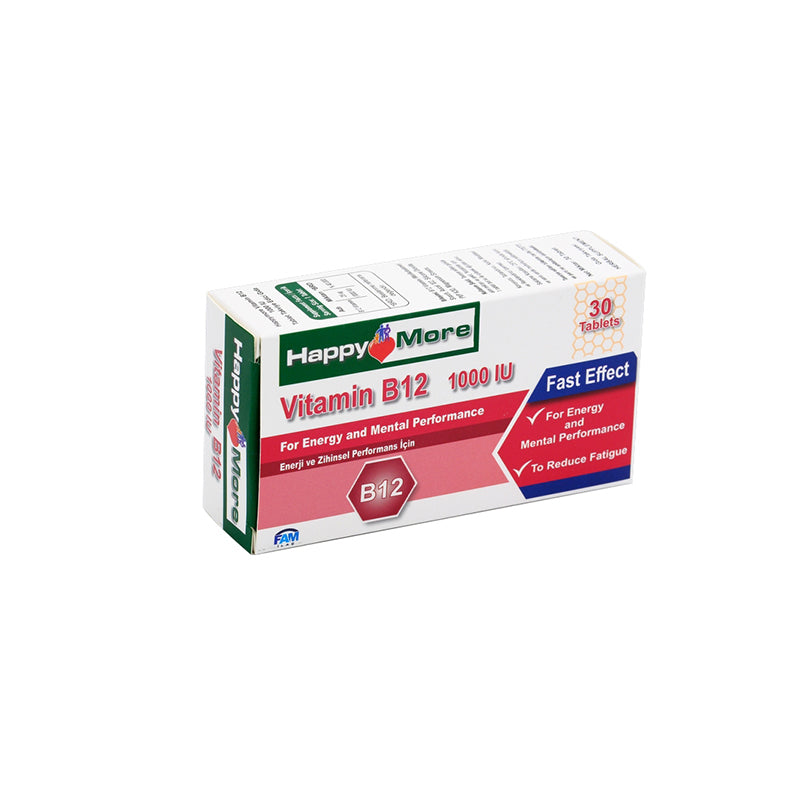 Happymore Vitamin B12 High Potency Supplement 30 Tablets