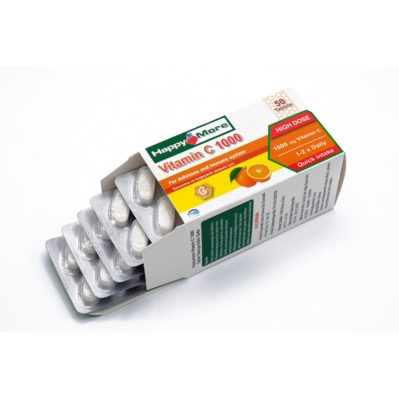 Happymore Vitamin C 1000mg Daily Supplement 50 Tablets