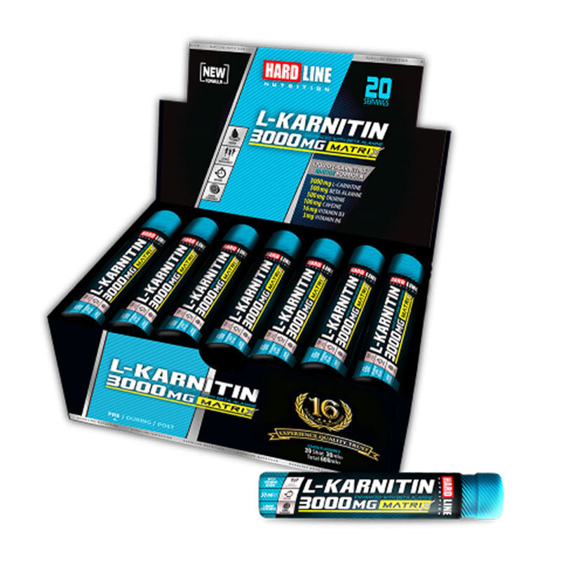Hardline L-Carnitine Matrix Lemon Energy Supplement 20 Ampoules