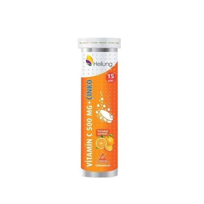 Apexis Heilung Vitamin C 500mg & Zinc Orange 15 Effervescent Tablets