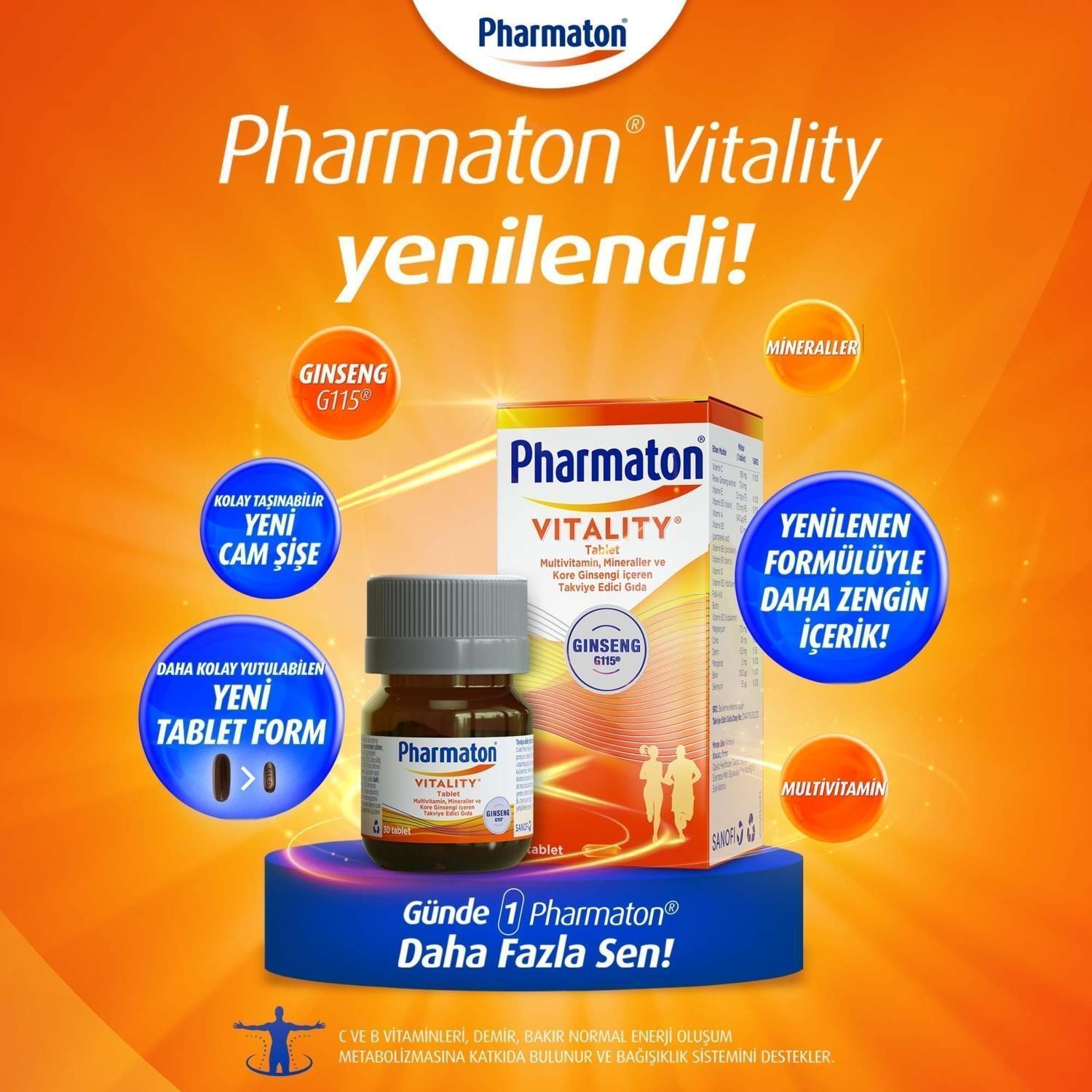 Pharmaton Vitality Multivitamin Supplement for Adults - Boost Energy, Enhance Mental Clarity, and Support Overall Health with Ginseng, Vitamins, and Minerals