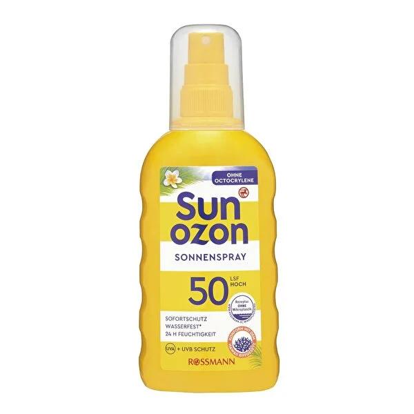 Sunozon Sunscreen Spray SPF 50 for Sensitive Skin: High UVA UVB Protection, Water Resistant, Anti-Aging, Dermatologically Tested - 200ml