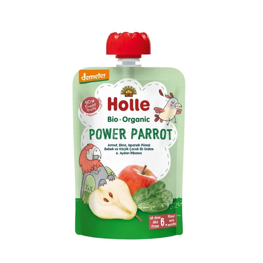 Holle Organic Power Parrot Pear, Apple & Spinach Puree 100g