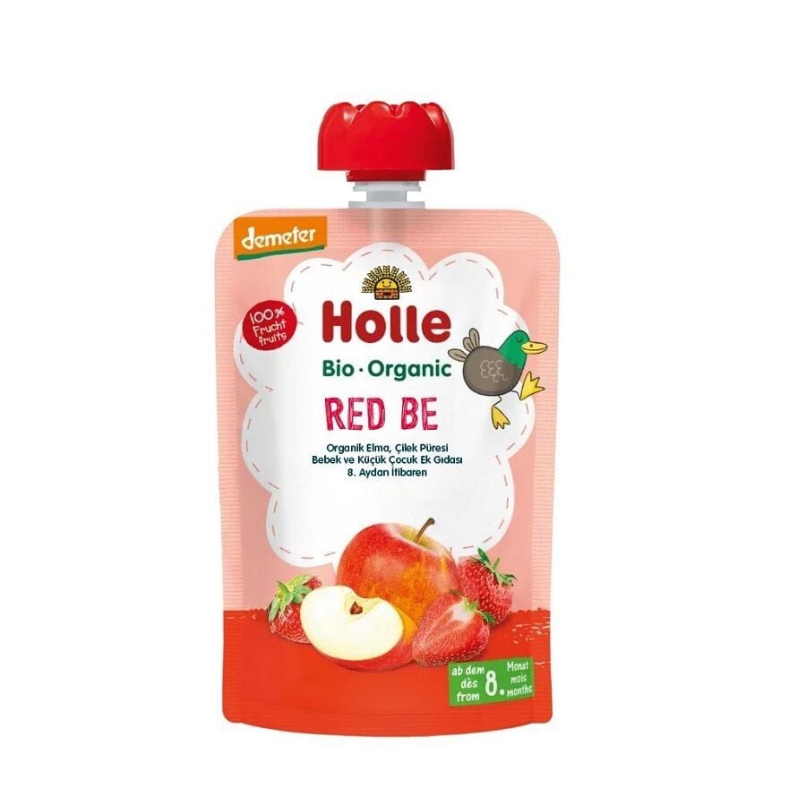 Holle Organic Red Bee Apple & Strawberry Puree 100g