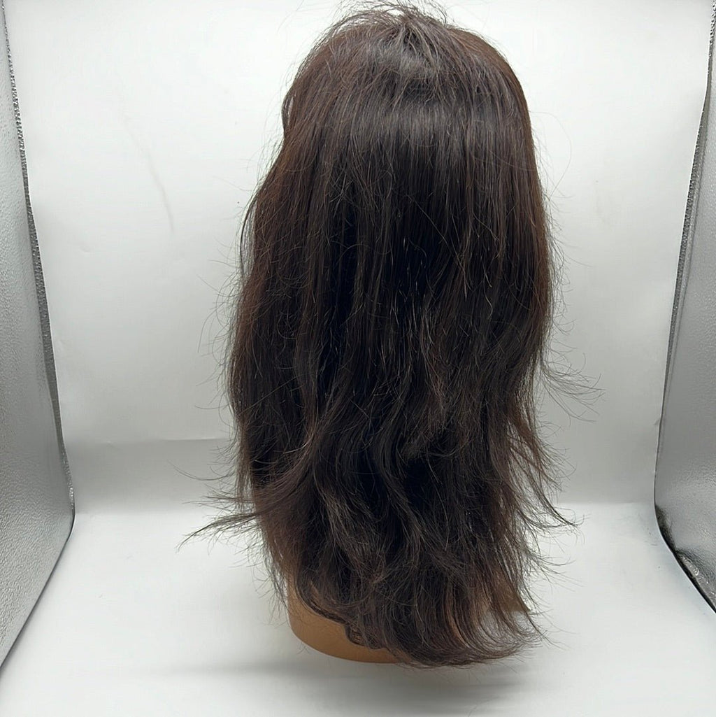 VIP Extensions Dark Brown Straight Human Hair Lace Front Wig, 18"