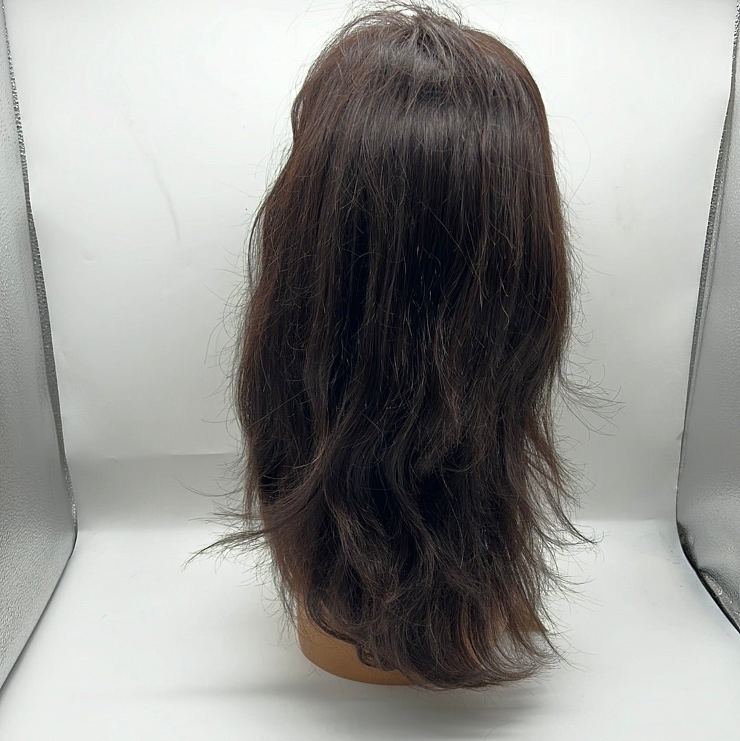 VIP Extensions Dark Brown Straight Human Hair Lace Front Wig, 18"