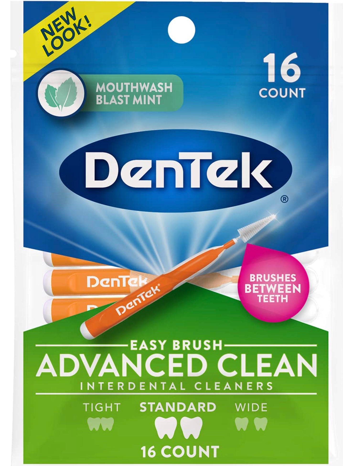 DenTek Easy Brush Interdental Cleaners Mint 16 Ct