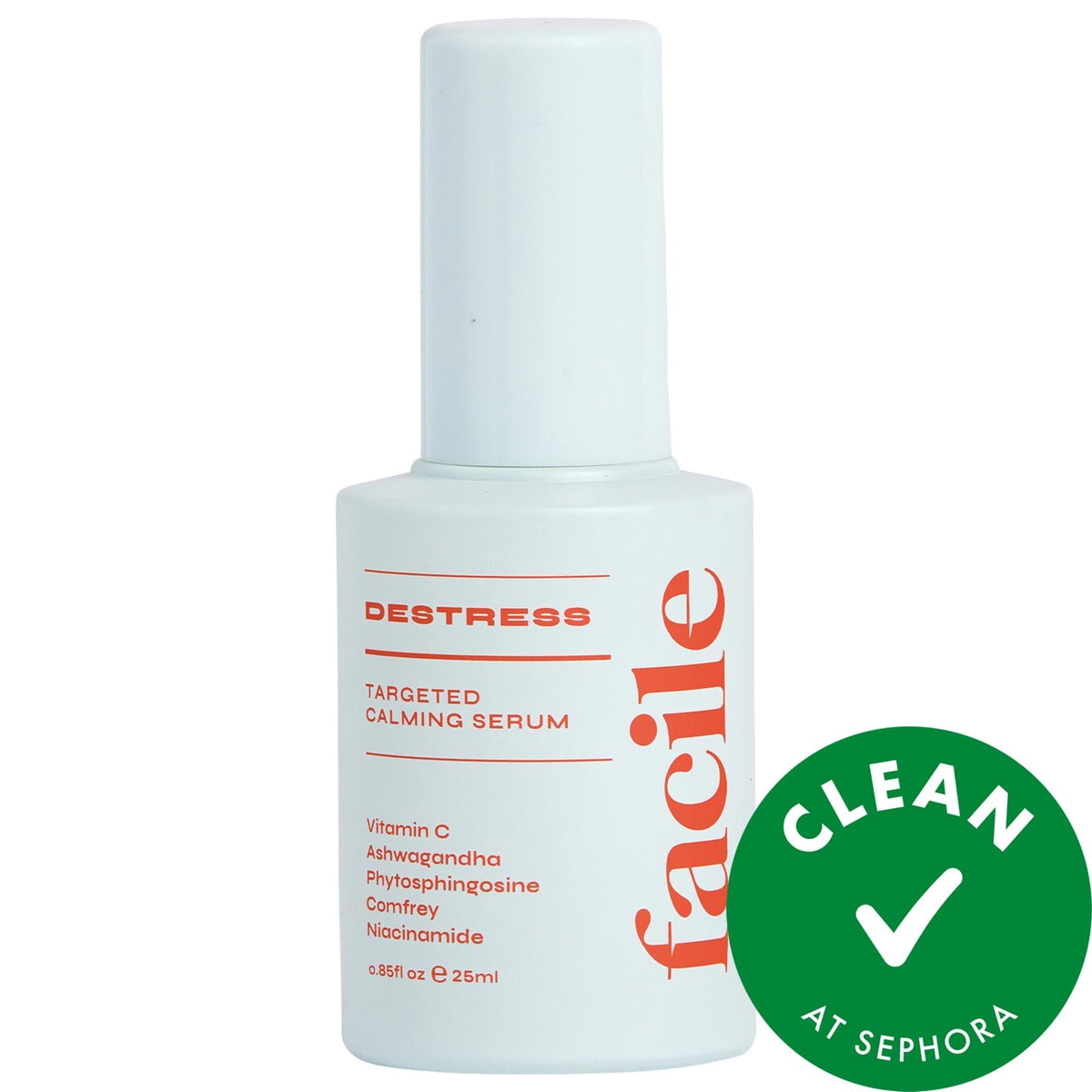 Destress: Redness Calming Serum with Vitamin C & Ceramides - Soothes Sensitive Skin, Brightens, Repairs Skin Barrier