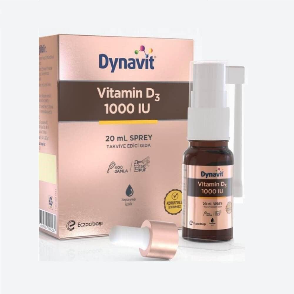 Dynavit Vitamin D3 1000 IU Spray - Supports Bone Health & Immune System for Adults
