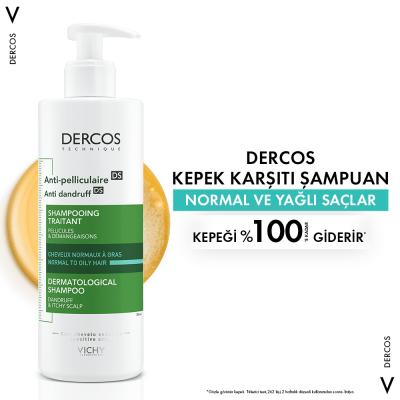 Vichy Dercos Anti-Dandruff Shampoo: Salicylic Acid & Octopirox Treatment for Oily Hair, Itchy Scalp Relief - Paraben Free, 13.2 fl oz