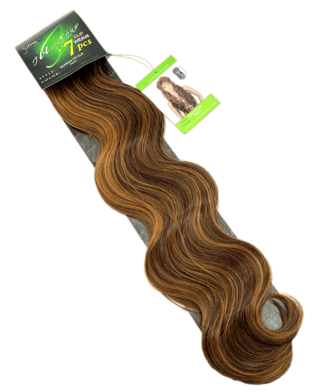 Illusions Collection Mermaid Clip (7 pieces Clip On) 22 inch