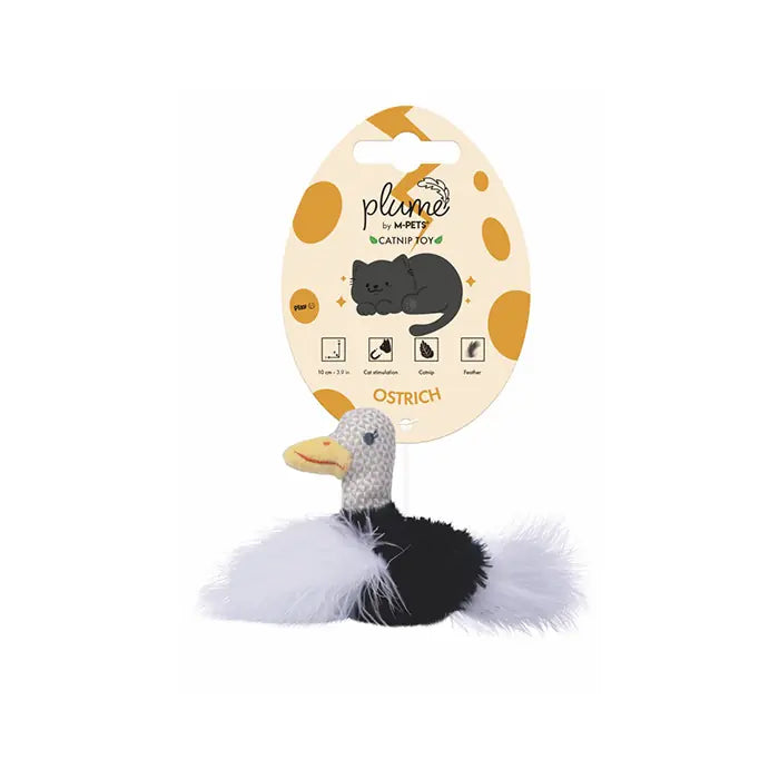 M-Pets Plume Ostrich Catnip Cat Toy for Active Play White