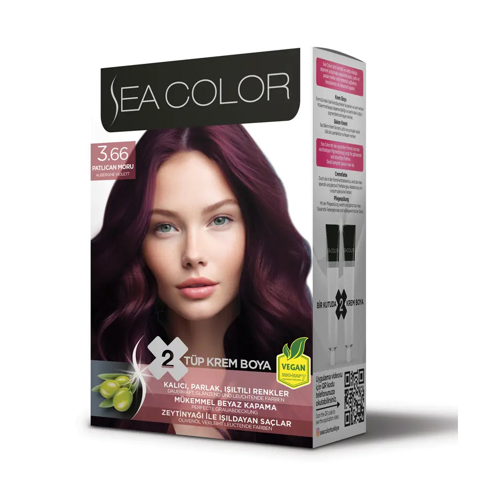 Sea Color 3.66 Eggplant Purple Hair Color Set 2-Pack