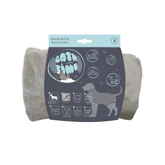 M-Pets Bath Time Dog Bathrobe Absorbent Microfiber Small