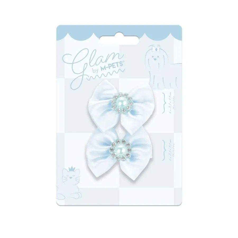 M-Pets Glam Blue Bow Accessory for Cats and Dogs 1 pc