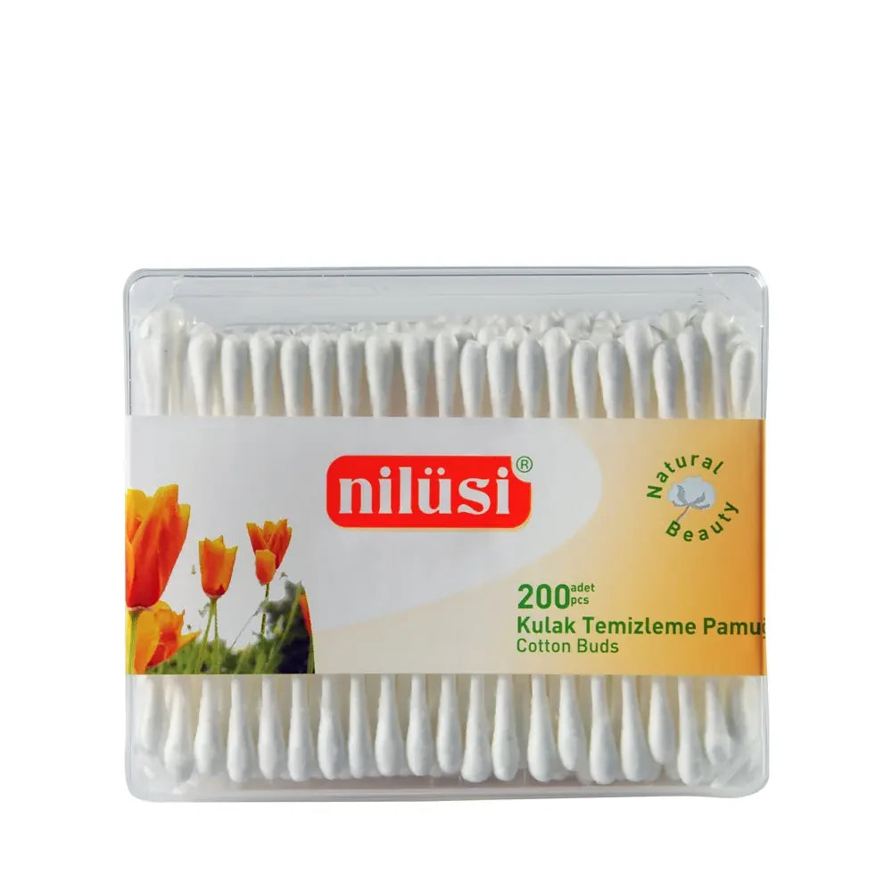 Nilusi Rectangular Box Cotton Swabs for Ear Cleaning 200 Count