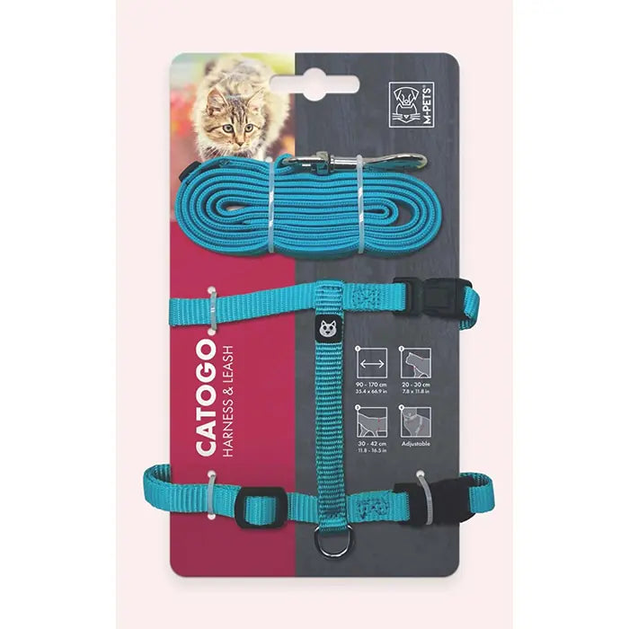 M-Pets Catogo Adjustable Cat Harness and Leash Set Blue