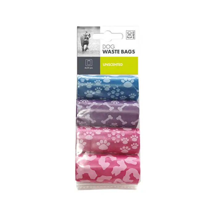 M-Pets Unscented Pet Waste Bags Assorted Colors 4-Pack