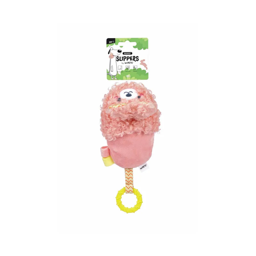 M-Pets Slippers Bunny Pink Plush Dog Toy for Playtime