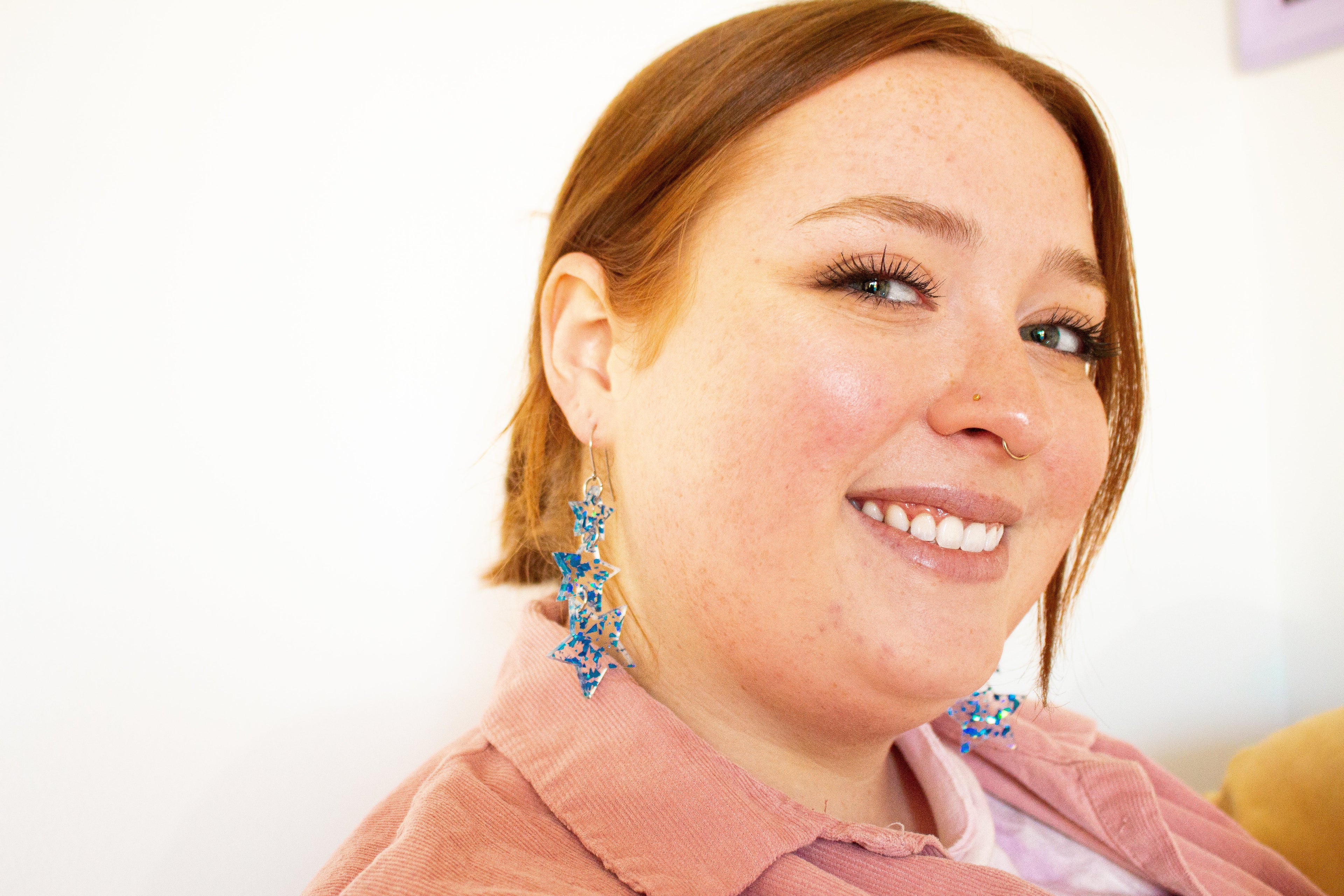 Midnight Blue Confetti Stars Earrings