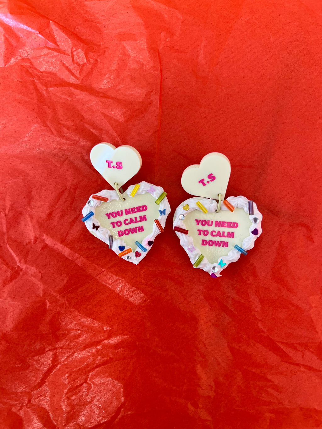 You Need To Calm Down Cake Earrings