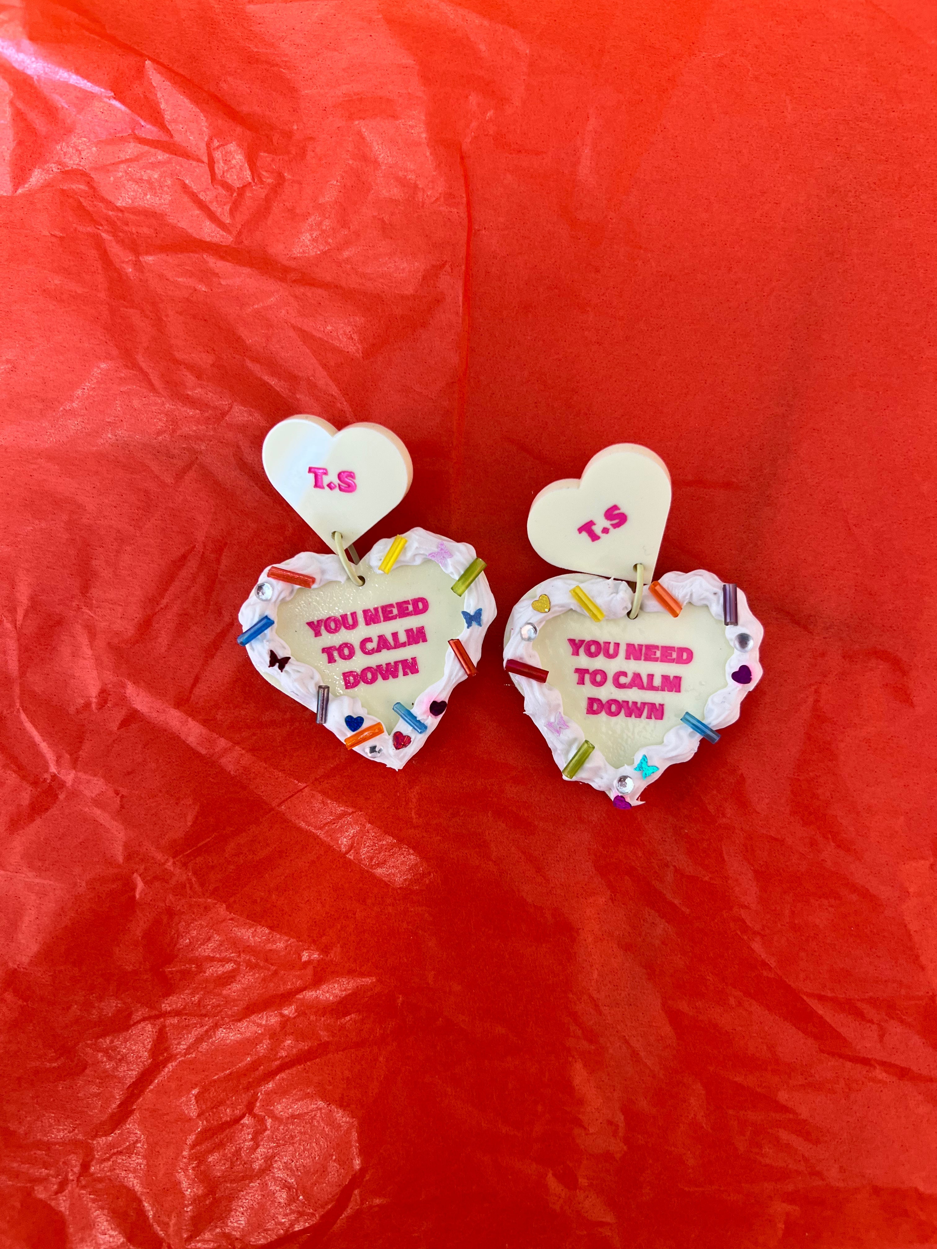 You Need To Calm Down Cake Earrings