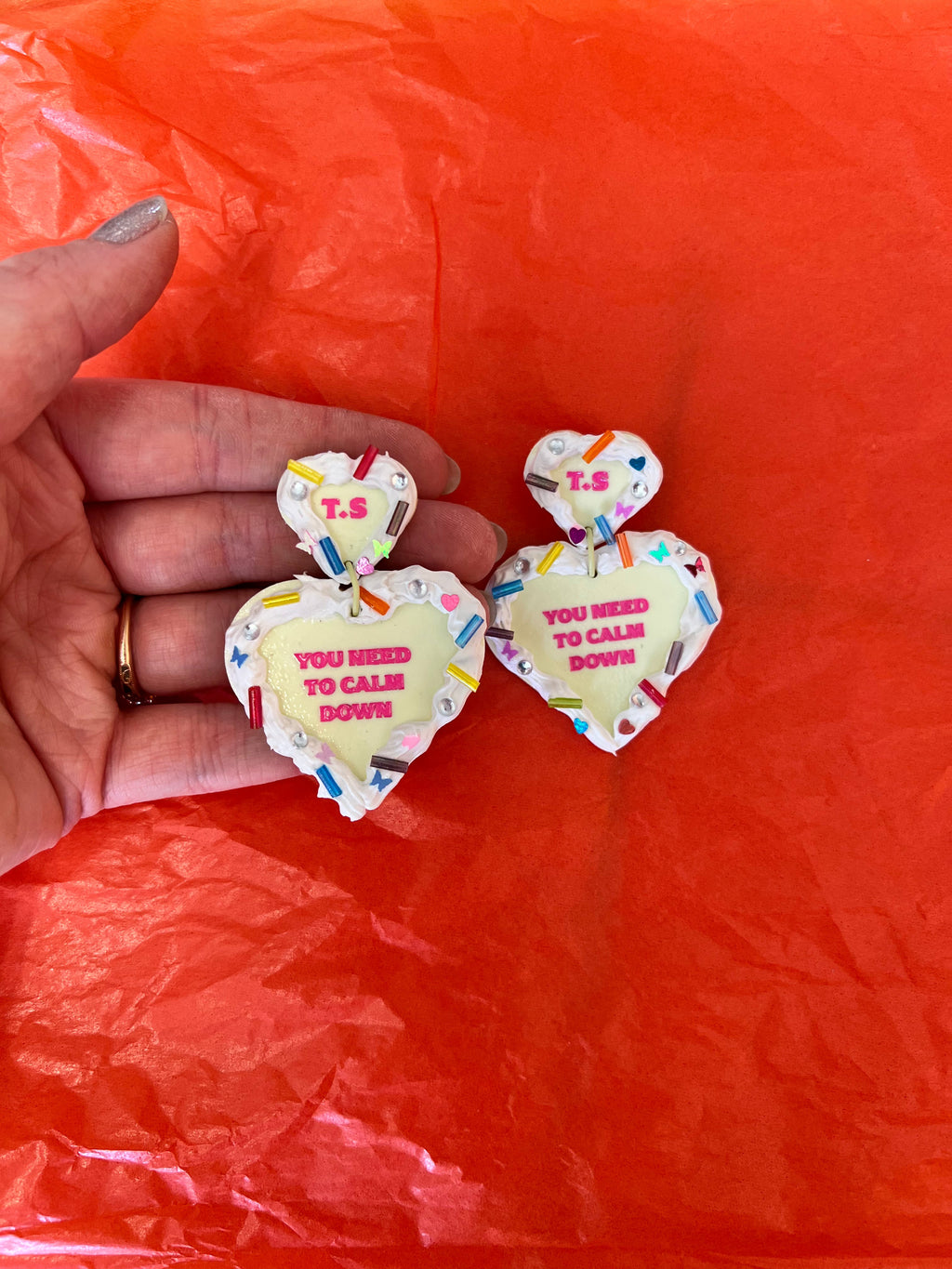 You Need To Calm Down Cake Earrings