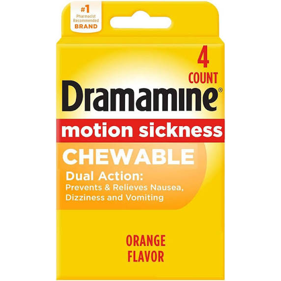 Dramamine® 50 mg Orange Travel Size Chewable Tablet 4-Pack x 6 EA