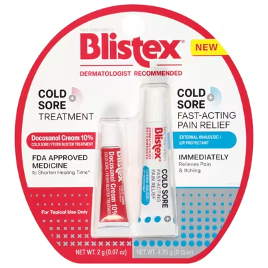 Blistex® Cold Sore Treatment Cream & Fast-Acting Pain Relief External Analgesic/Lip Protectant, 2-Pack
