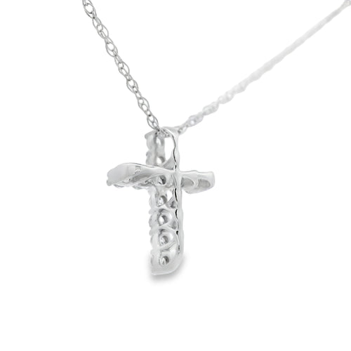 .12ct Diamond Cross Religious Pendant 10KT White Gold