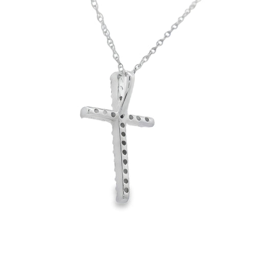 .10ct Diamond Cross Religious Pendant 14KT White Gold