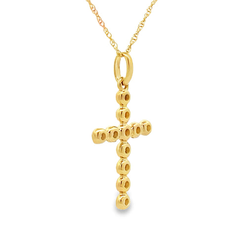.09ct Diamond Cross Religious Pendant 14KT Yellow Gold