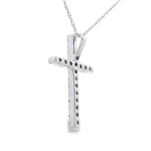 .19ct Diamond Cross Religious Pendant 14KT White Gold
