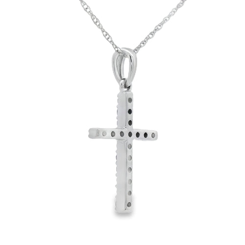 .13ct Diamond Cross Religious Pendant 14KT White Gold