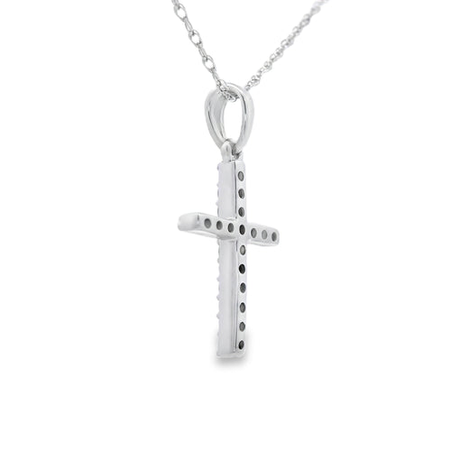 .10ct Diamond Cross Religious Pendant 14KT White Gold