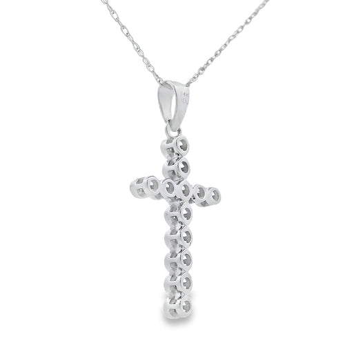 .12ct Diamond Cross Religious Pendant 14KT White Gold