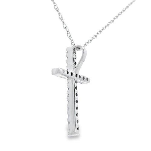 .13ct Diamond Cross Religious Pendant 14KT White Gold