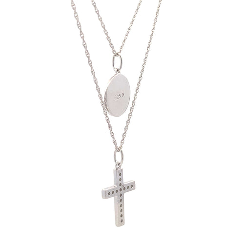 .20ct Diamond Cross Religious Pendant Sterling Silver