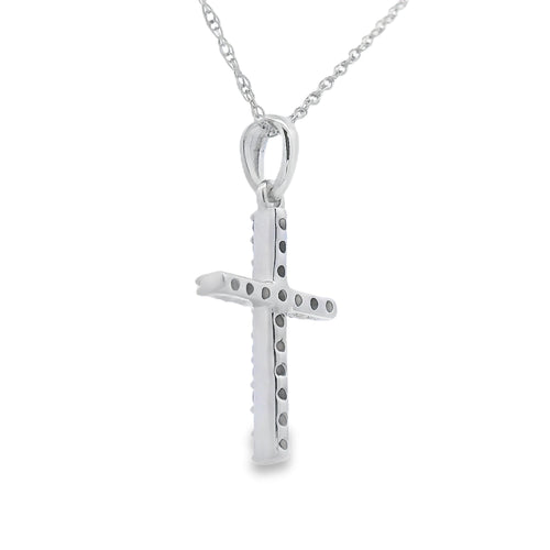 .11ct Diamond Cross Religious Pendant 14KT White Gold