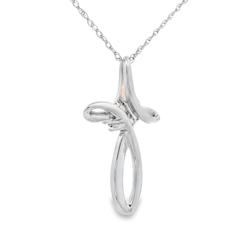 .04ct Diamond Cross Religious Pendant 14KT White Gold