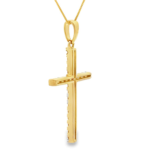 .21ct Diamond Cross Religious Pendant 14KT Yellow Gold