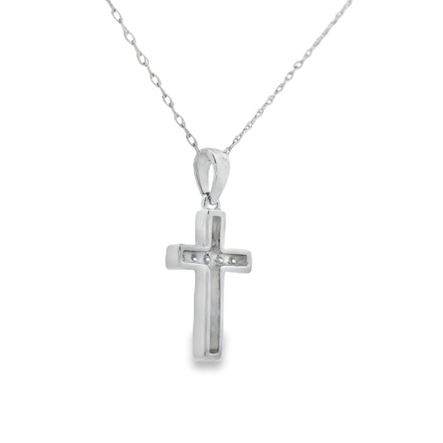 .12ct Diamond Cross Religious Pendant 14KT White Gold