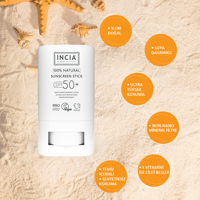 Incia Natural Sunscreen Stick SPF 50 Mineral Protection 15g